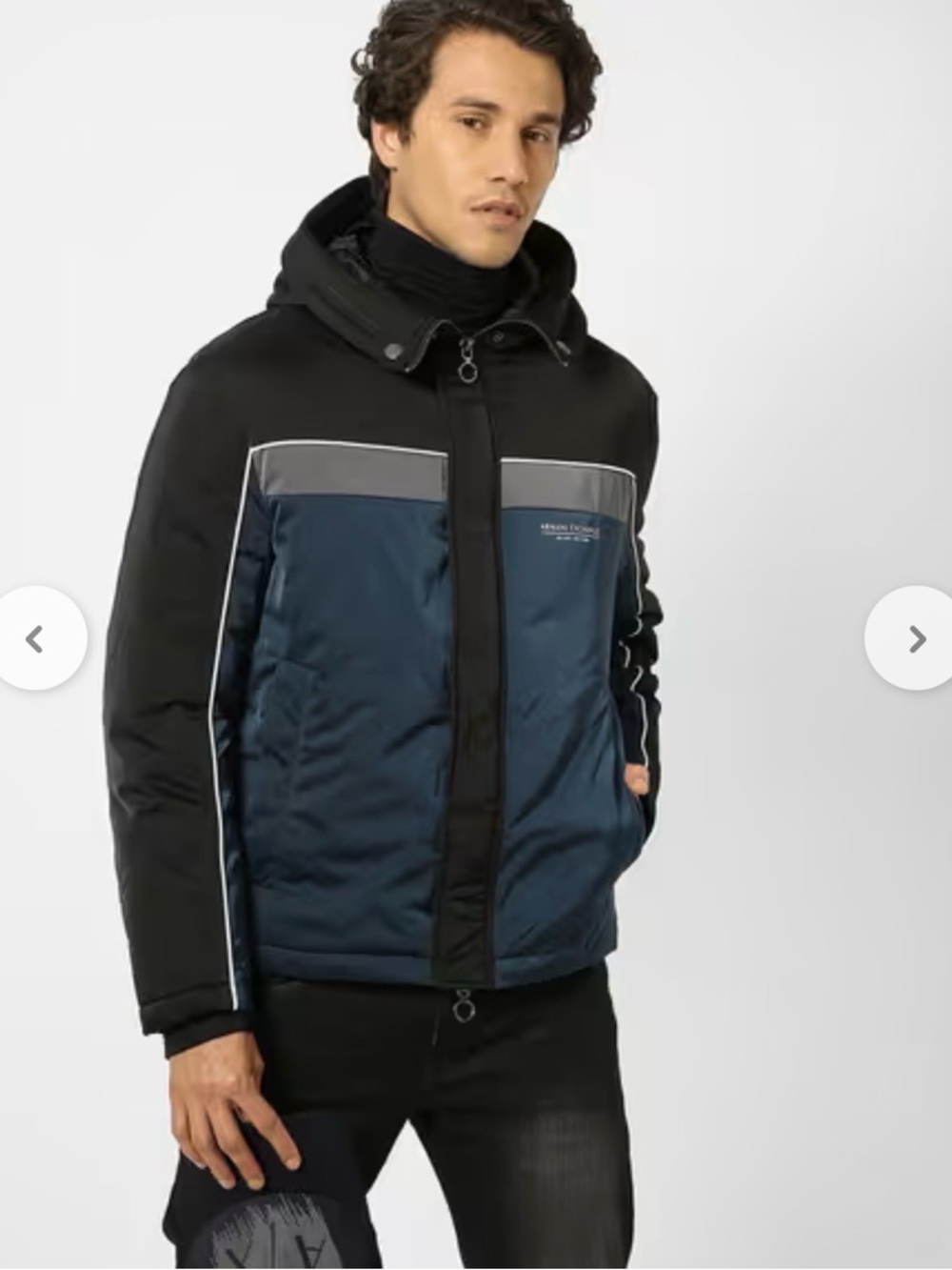 Armani Exchange- Navy and Black Hooded Puffer Jacket